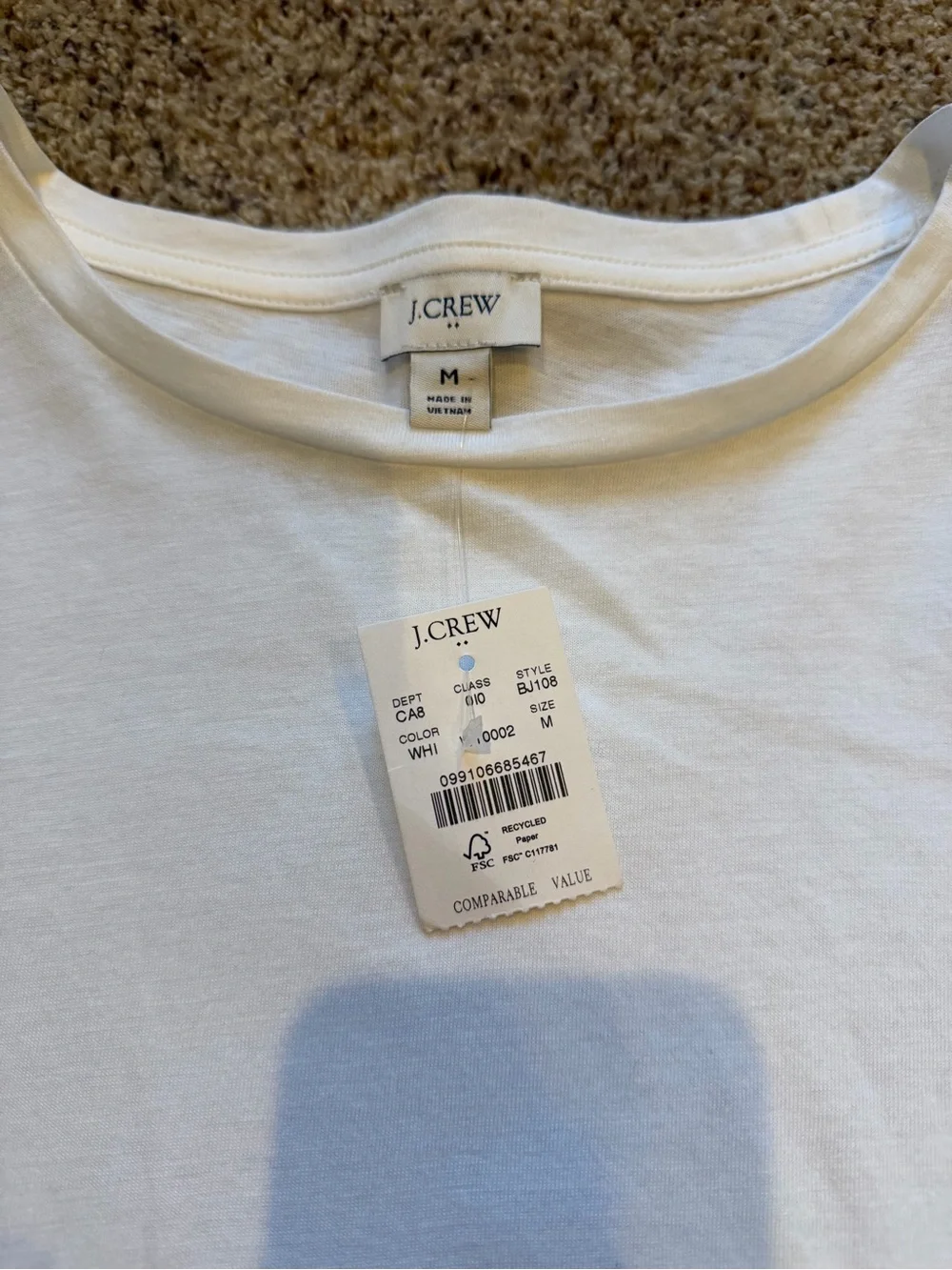 J Crew White Puff Sleeve Knit Top